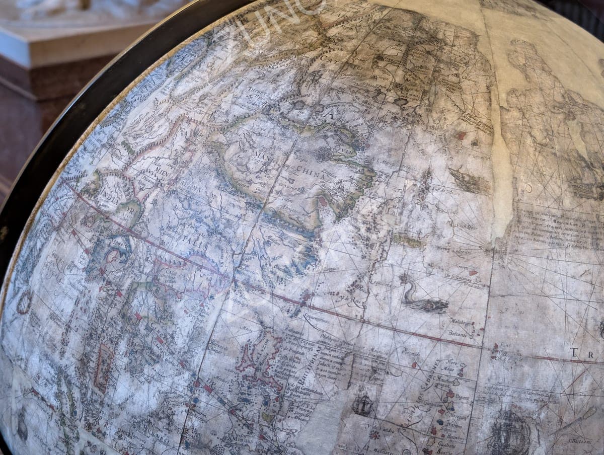Antique terrestrial globe close-up