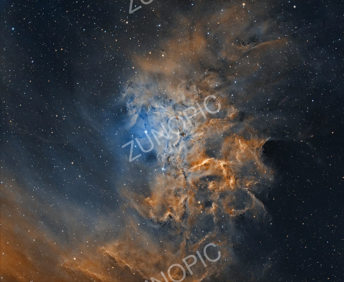 Flaming Star Nebula in deep space