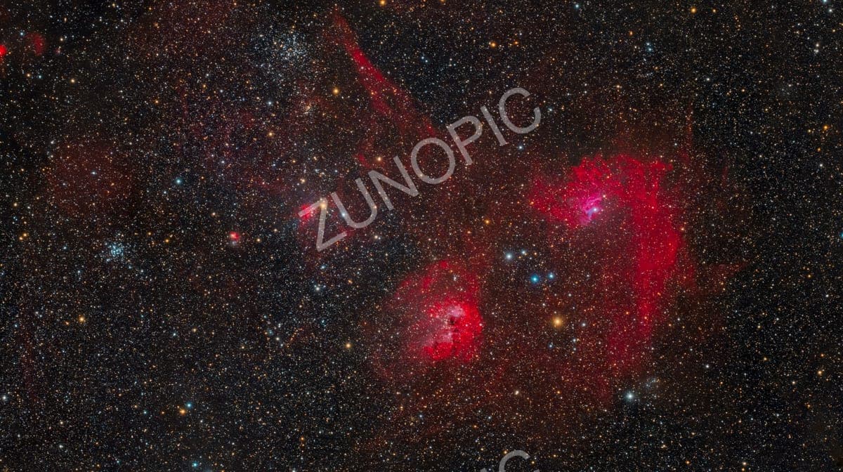 Red emission nebulae in the constellation Auriga