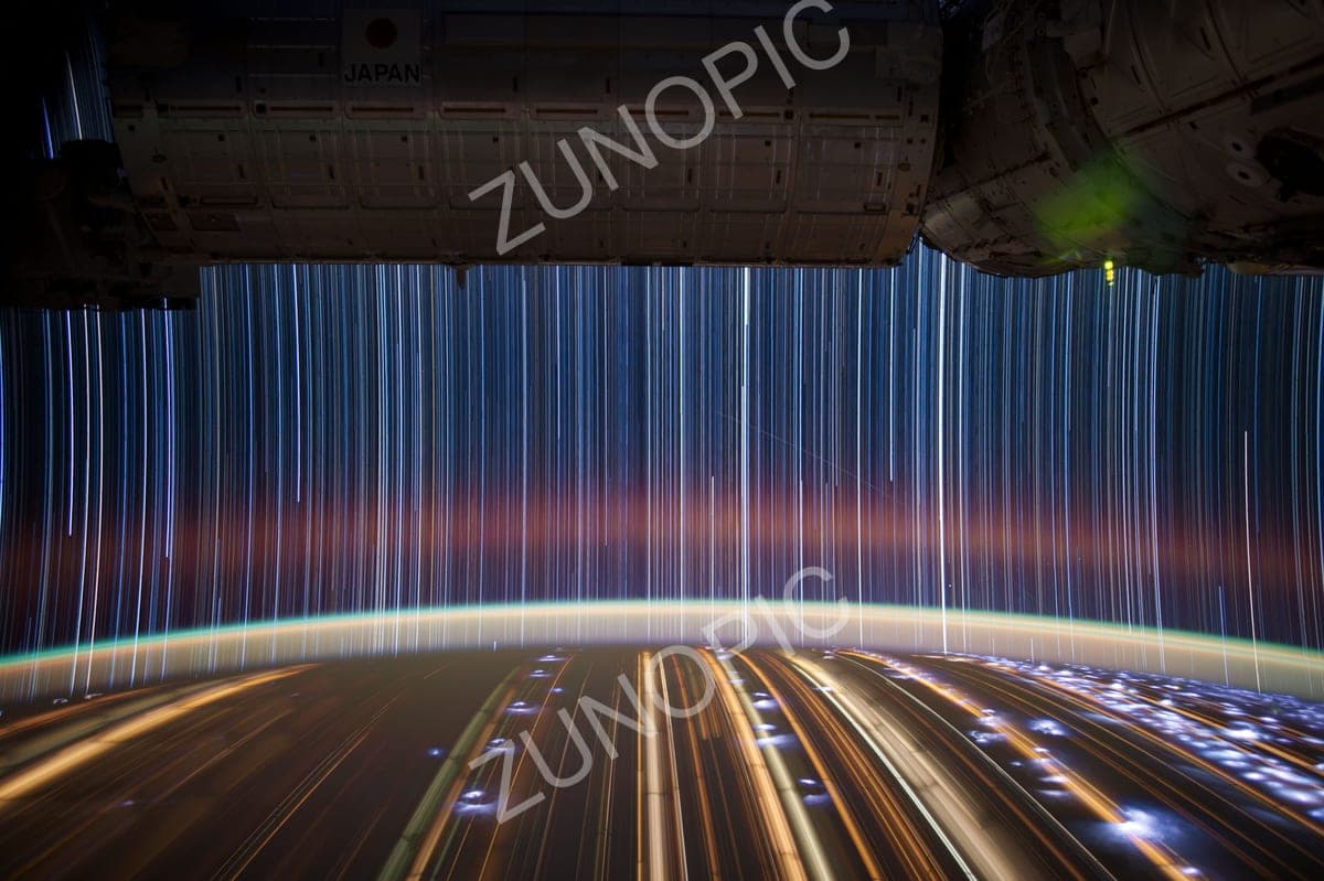 Star trails above Earth seen from the International Space Station