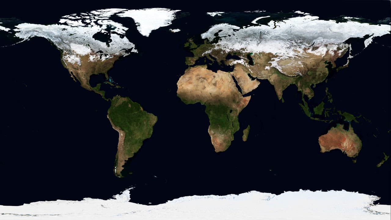 Animated world map of Earth through a year of seasons