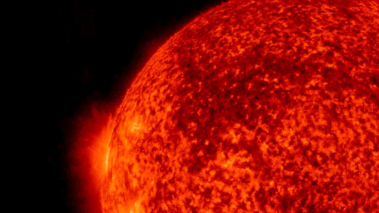 Solar plasma bursting repeatedly from the Sun's edge