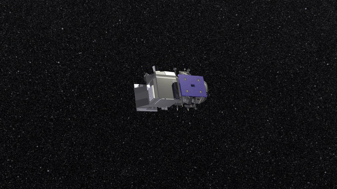 Satellite unfolding its solar panel in orbit